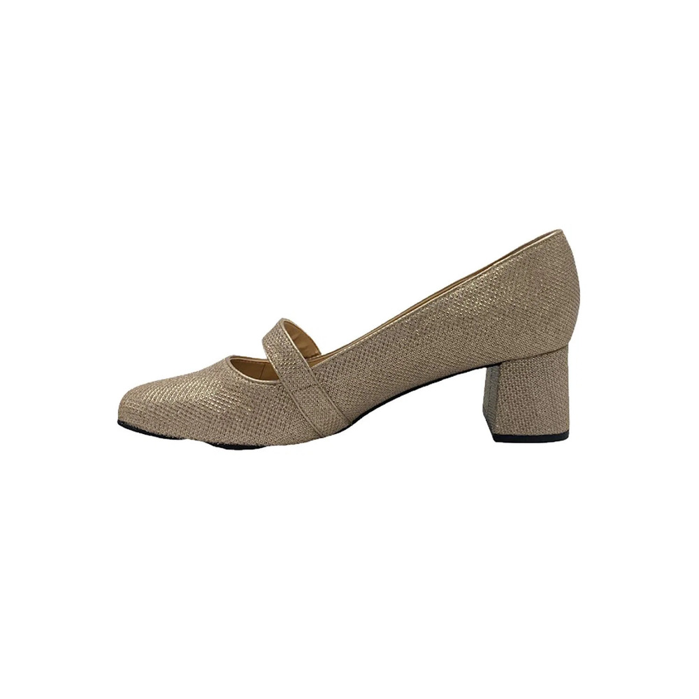 Isaac Mizrahi Beige Mary Jane Block Heel Pumps - Picture 4 of 5